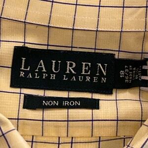 LAUREN RALPH LAUREN Shirt Mens XXL  18 36/37 Button Down Long Sleeve NON IRON